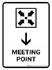 Meeting Point With Down Arrow White Portrait - Wall Sign