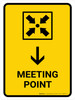 Meeting Point With Down Arrow Yellow Portrait - Wall Sign