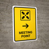 Meeting Point With Right Arrow Yellow Portrait - Wall Sign