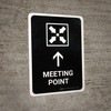Meeting Point With Up Arrow Black Portrait - Wall Sign