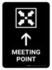 Meeting Point With Up Arrow Black Portrait - Wall Sign