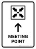 Meeting Point With Up Arrow White Portrait - Wall Sign