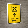 Meeting Point With Up Arrow Yellow Portrait - Wall Sign