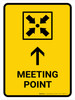 Meeting Point With Up Arrow Yellow Portrait - Wall Sign