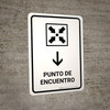 Meeting Point With Down Arrow White Spanish Portrait - Wall Sign
