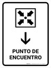 Meeting Point With Down Arrow White Spanish Portrait - Wall Sign