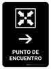 Meeting Point With Right Arrow Black Spanish Portrait - Wall Sign