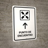 Meeting Point With Up Arrow White Spanish Portrait - Wall Sign Meeting Point With Up Arrow White Spanish Portrait - Wall Sign
