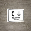 Telephone With Down Arrow White Bilingual Spanish Landscape - Wall Sign