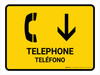 Telephone With Down Arrow Yellow Bilingual Spanish Landscape - Wall Sign
