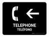 Telephone With Left Arrow Black Bilingual Spanish Landscape - Wall Sign