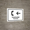 Telephone With Left Arrow White Bilingual Spanish Landscape - Wall Sign Telephone With Left Arrow White Bilingual Spanish Landscape - Wall Sign