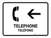 Telephone With Left Arrow White Bilingual Spanish Landscape - Wall Sign Telephone With Left Arrow White Bilingual Spanish Landscape - Wall Sign