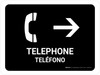 Telephone With Right Arrow Black Bilingual Landscape - Wall Sign