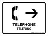 Telephone With Right Arrow White Bilingual Spanish Landscape - Wall Sign