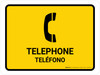 Telephone Yellow Bilingual Spanish Landscape - Wall Sign Telephone Yellow Bilingual Spanish Landscape - Wall Sign