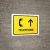 Telephone With Up Arrow Yellow Landscape - Wall Sign