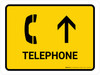 Telephone With Up Arrow Yellow Landscape - Wall Sign