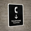 Telephone With Down Arrow Black Bilingual Spanish Portrait - Wall Sign