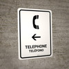 Telephone With Left Arrow White Bilingual Spanish Portrait - Wall Sign