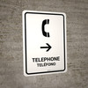 Telephone With Right Arrow White Bilingual Spanish Portrait - Wall Sign Telephone With Right Arrow White Bilingual Spanish Portrait - Wall Sign