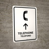 Telephone With Up Arrow White Bilingual Spanish Portrait - Wall Sign