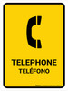 Telephone Yellow Bilingual Spanish Portrait - Wall Sign Telephone Yellow Bilingual Spanish Portrait - Wall Sign