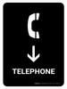 Telephone With Down Arrow Black Portrait - Wall Sign Telephone With Down Arrow Black Portrait - Wall Sign