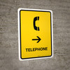 Telephone With Right Arrow Yellow Portrait - Wall Sign