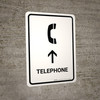 Telephone With Up Arrow White Portrait - Wall Sign