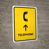 Telephone With Up Arrow Yellow Portrait - Wall Sign