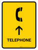 Telephone With Up Arrow Yellow Portrait - Wall Sign