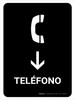 Telephone With Down Arrow Black Spanish Portrait - Wall Sign