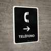 Telephone With Right Arrow Black Spanish Portrait - Wall Sign