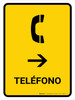 Telephone With Right Arrow Yellow Spanish Portrait - Wall Sign