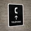 Telephone With Up Arrow Black Spanish Portrait - Wall Sign