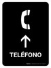 Telephone With Up Arrow Black Spanish Portrait - Wall Sign