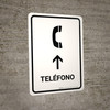 Telephone With Up Arrow White Spanish Portrait - Wall Sign