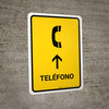 Telephone With Up Arrow Yellow Spanish Portrait - Wall Sign
