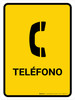 Telephone Yellow Spanish Portrait - Wall Sign Telephone Yellow Spanish Portrait - Wall Sign