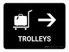 Trolleys With Right Arrow Black Landscape - Wall Sign
