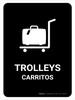 Trolleys Black Bilingual Spanish Portrait - Wall Sign