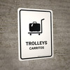 Trolleys White Bilingual Spanish Portrait - Wall Sign Trolleys White Bilingual Spanish Portrait - Wall Sign