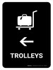 Trolleys With Left Arrow Black Portrait - Wall Sign