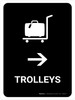 Trolleys With Right Arrow Black Portrait - Wall Sign