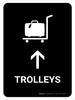 Trolleys With Up Arrow Black Portrait - Wall Sign