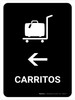 Trolleys With Left Arrow Black Spanish Portrait - Wall Sign Trolleys With Left Arrow Black Spanish Portrait - Wall Sign