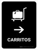 Trolleys With Right Arrow Black Spanish Portrait - Wall Sign