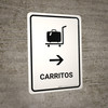 Trolleys With Right Arrow White Spanish Portrait - Wall Sign