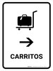 Trolleys With Right Arrow White Spanish Portrait - Wall Sign